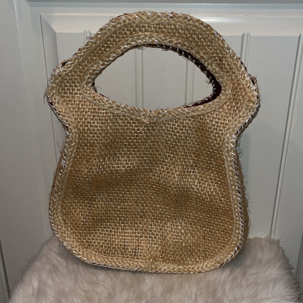 Colorful tropical beachy vintage straw handbag purse beautiful colorful flowers - Picture 5 of 12